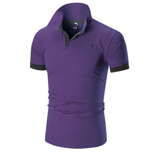 Fashion Summer Short Sleeve Solid Polo Shirt Men Cotton